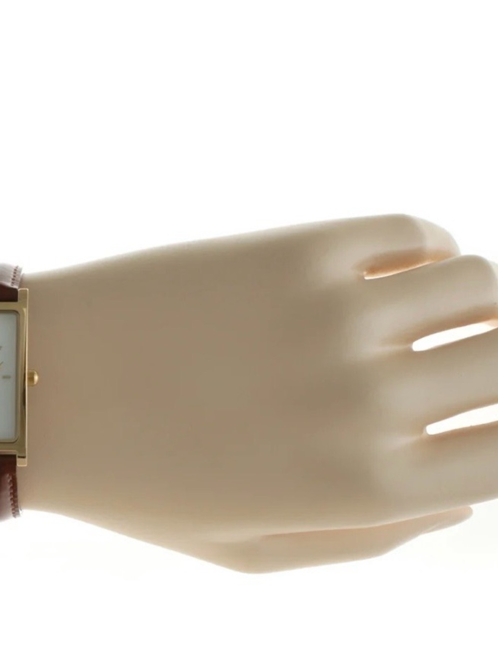 CLOSET CLOSING - Last Call! Peugeot Gold Tone Rectangular Watch with Brown Strap - Picture 5 of 7
